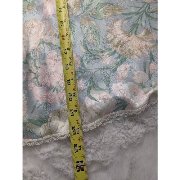 Vintage Lucie Ann Pastel Pink Blue Floral Robe Short Lace Kimono and Nightgown s - Picture 14 of 16